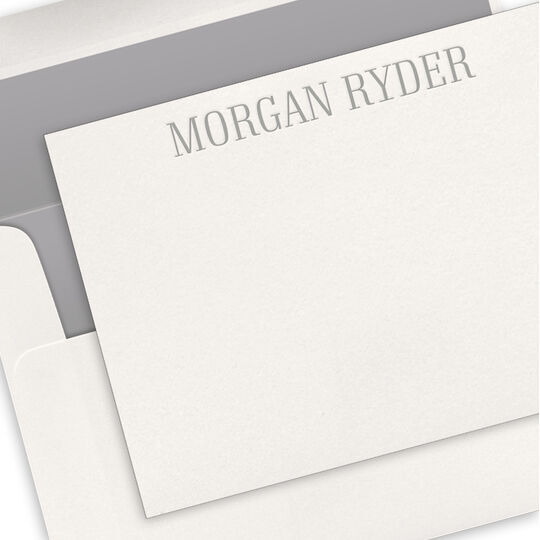 Tall Serif Name Flat Note Cards - Letterpress